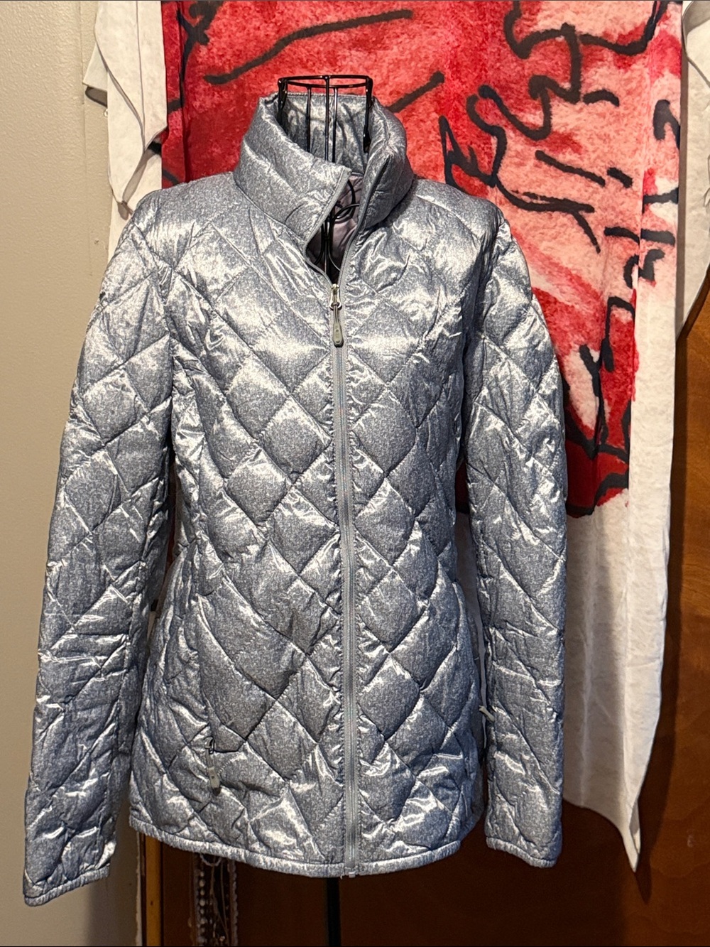 Metallic Silver Quilted Women's Jacket